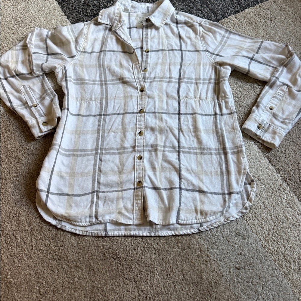 Jachs Girlfriend New York Womens Flannel White and Gray- Size X small